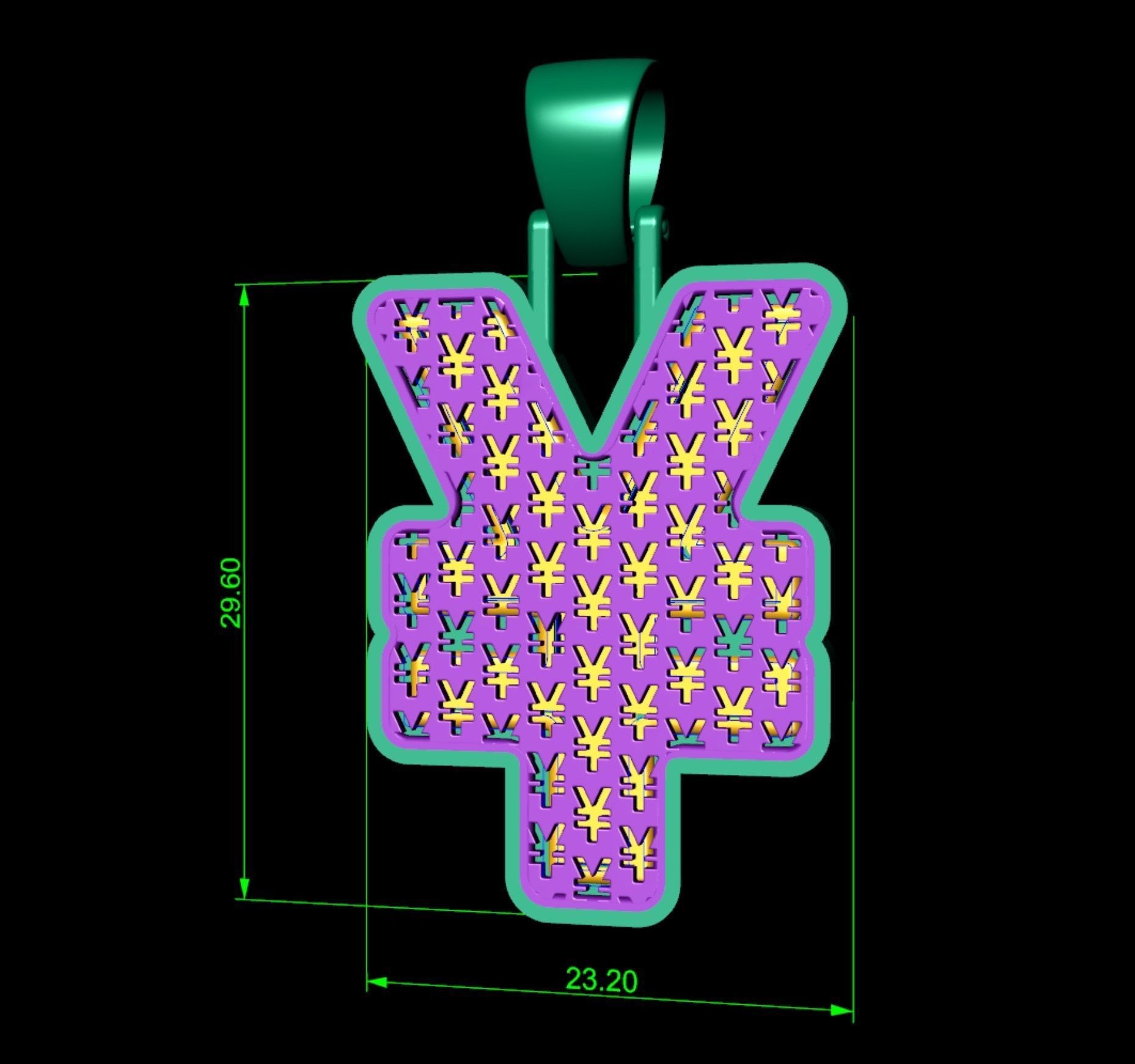 Plain gold yen pendant 3D print model_7