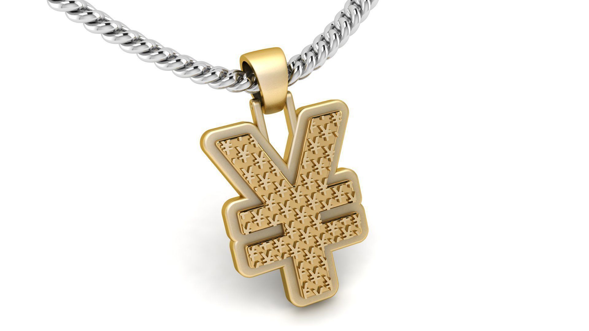 Plain gold yen pendant 3D print model_2