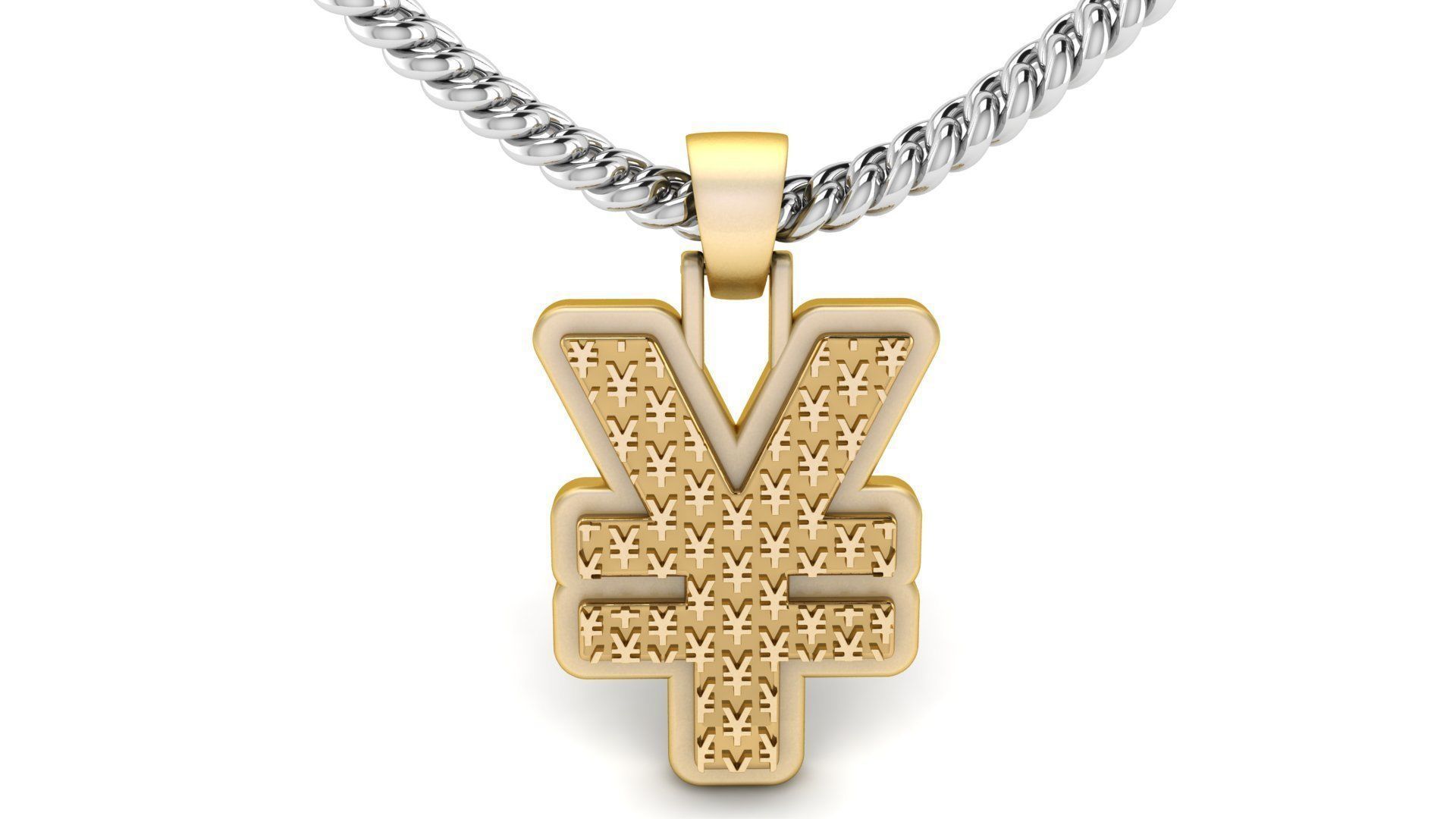 Plain gold yen pendant 3D print model_1