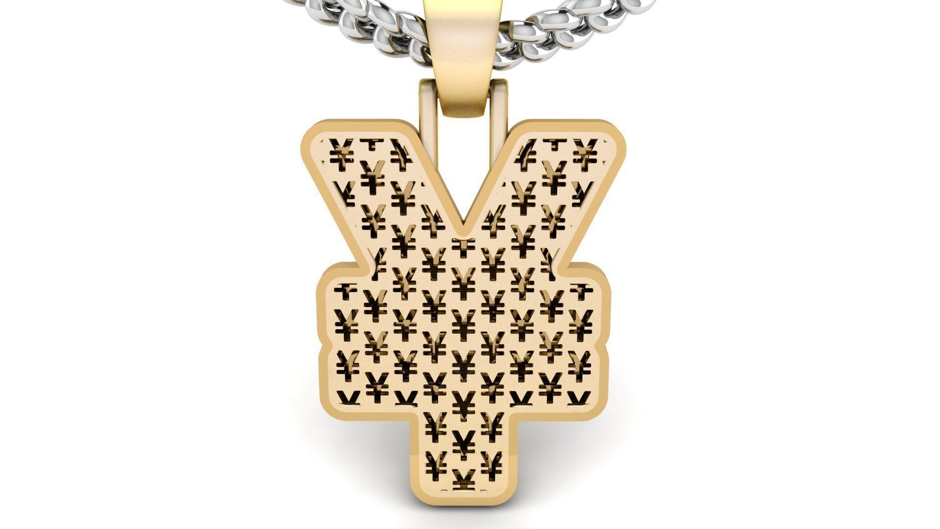 Plain gold yen pendant 3D print model_5