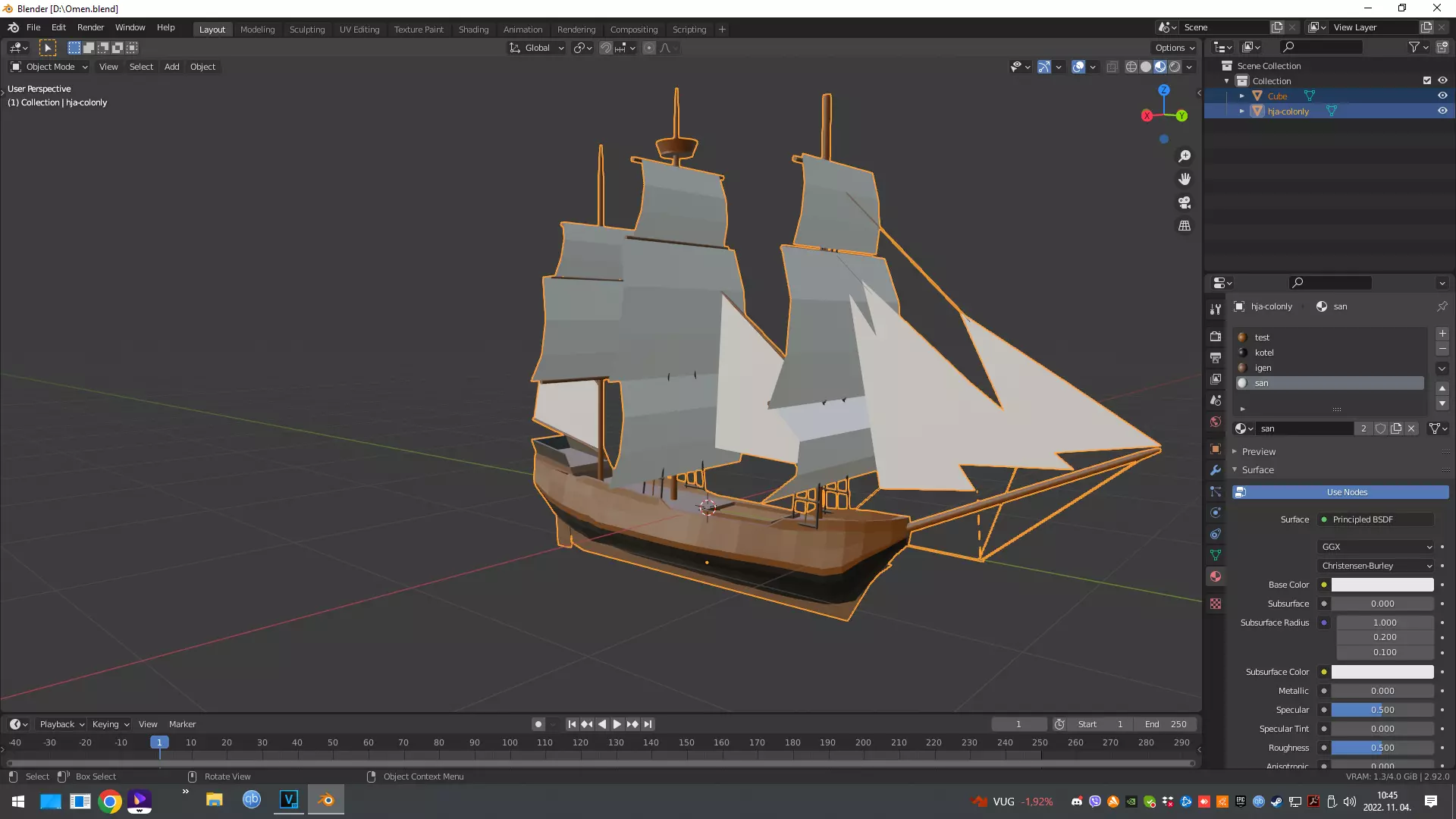 Low polly sailer ship Low-poly 3D model_0