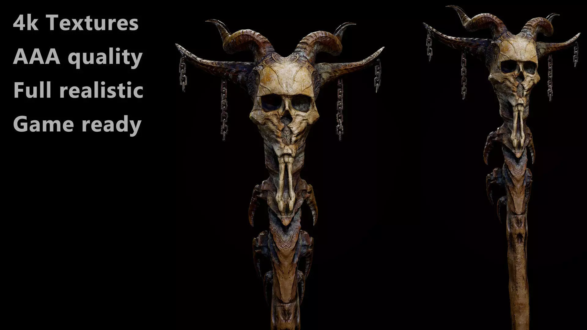 Necromancer staff Realistic Low-poly 3D model_0