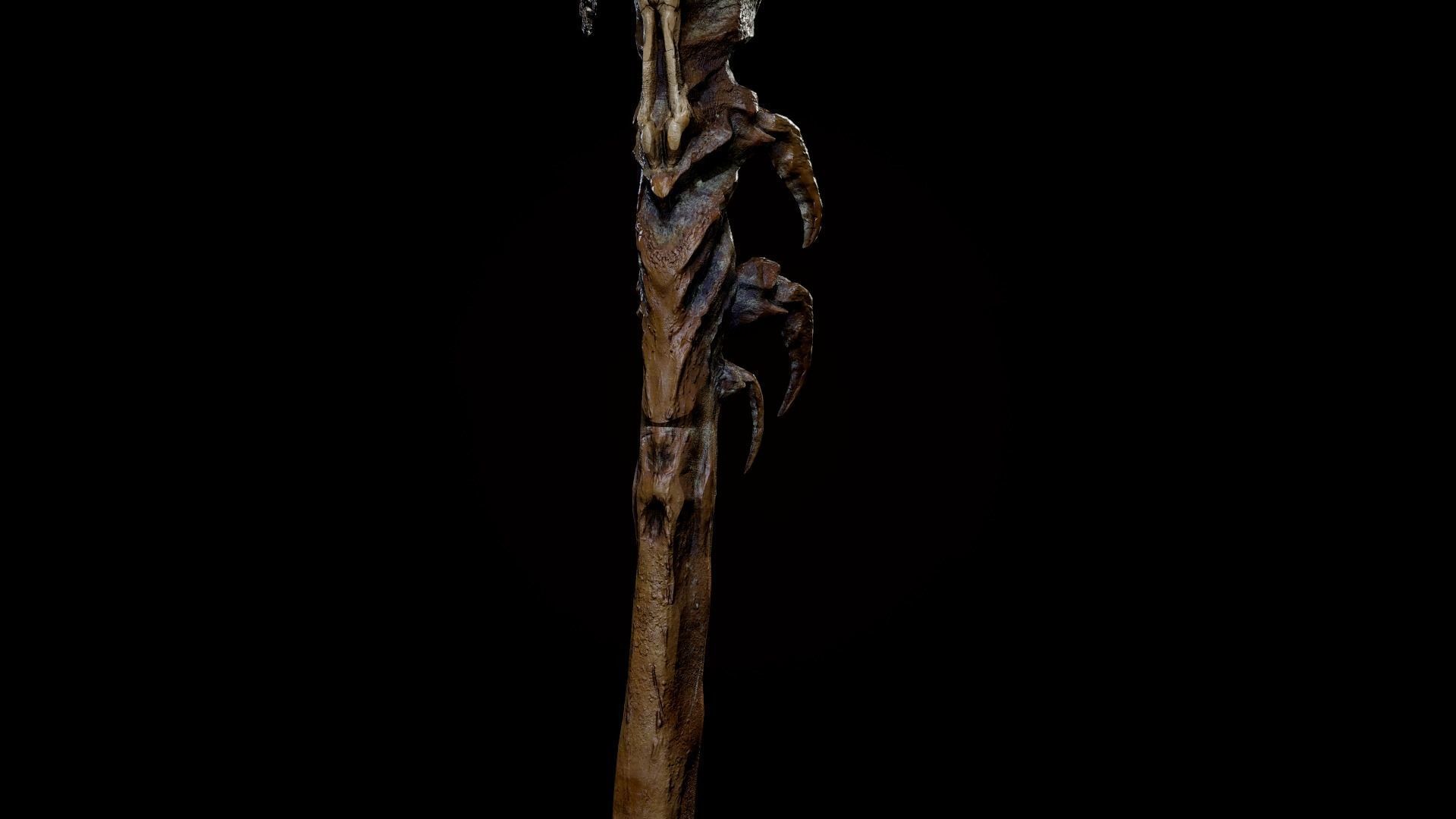 Necromancer staff Realistic Low-poly 3D model_2