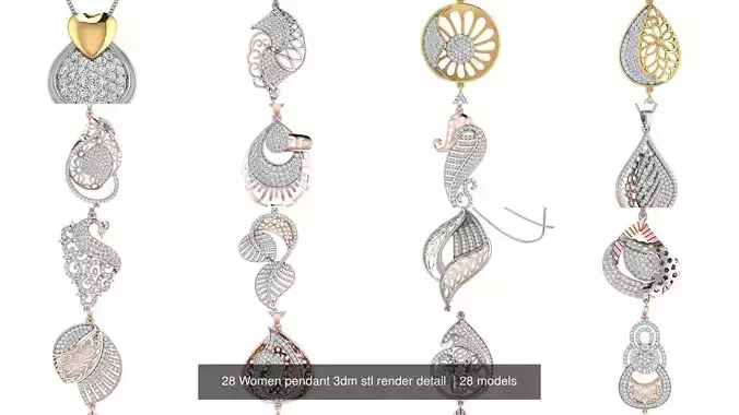 28 Women pendant 3dm stl render detail 