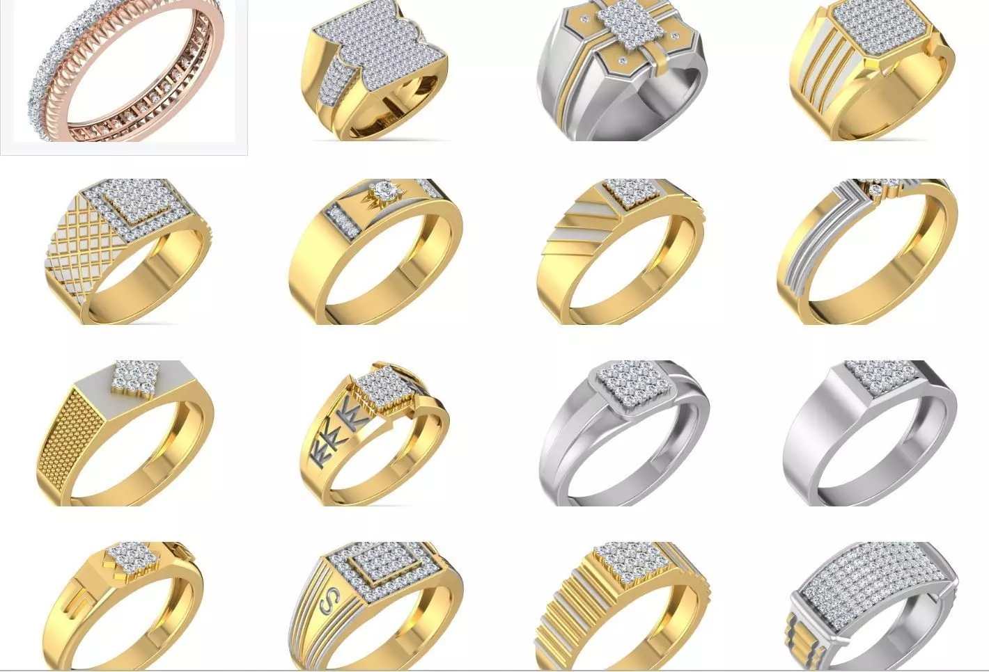 35 Grooms Mens Gents Ring 3dm stl renders details 3D Model Pack