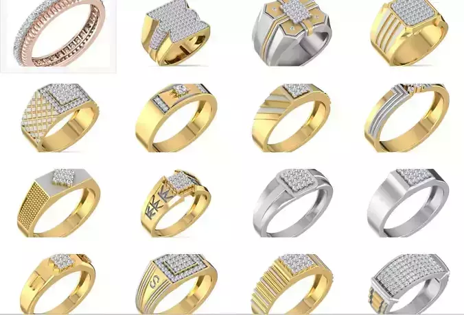35  Grooms Mens Gents Ring 3dm stl renders details 3D Model Collection