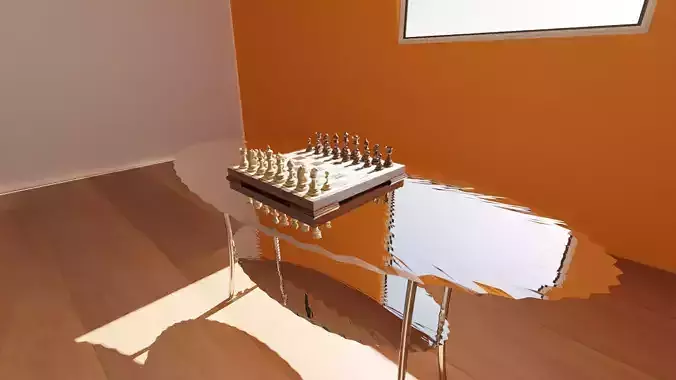 Chess board on glass table