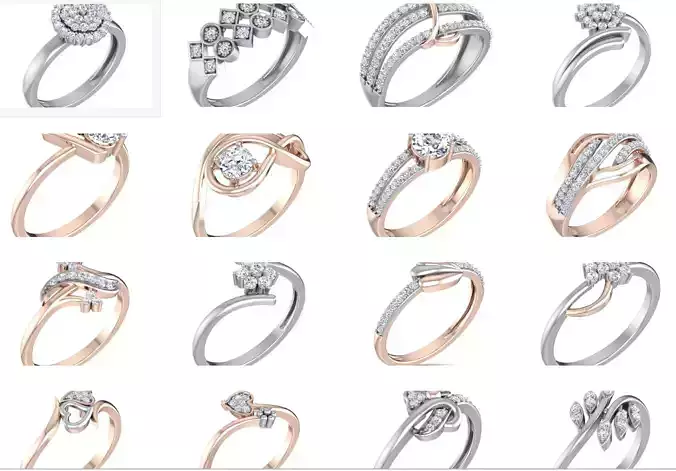 35 Diamond Ring 3dm stl renders details  3D Model Collection