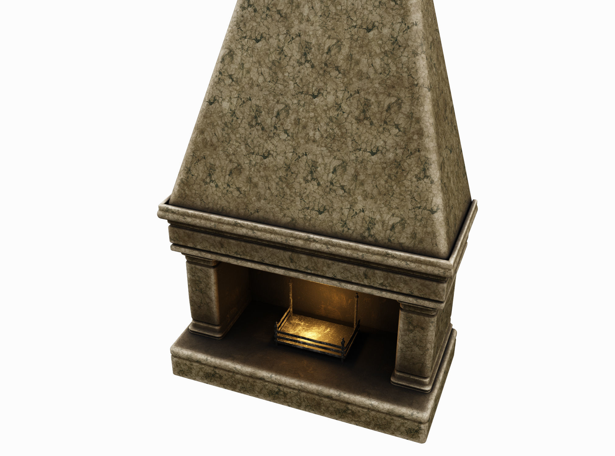 Medieval Fireplace Low-poly 3D model_3