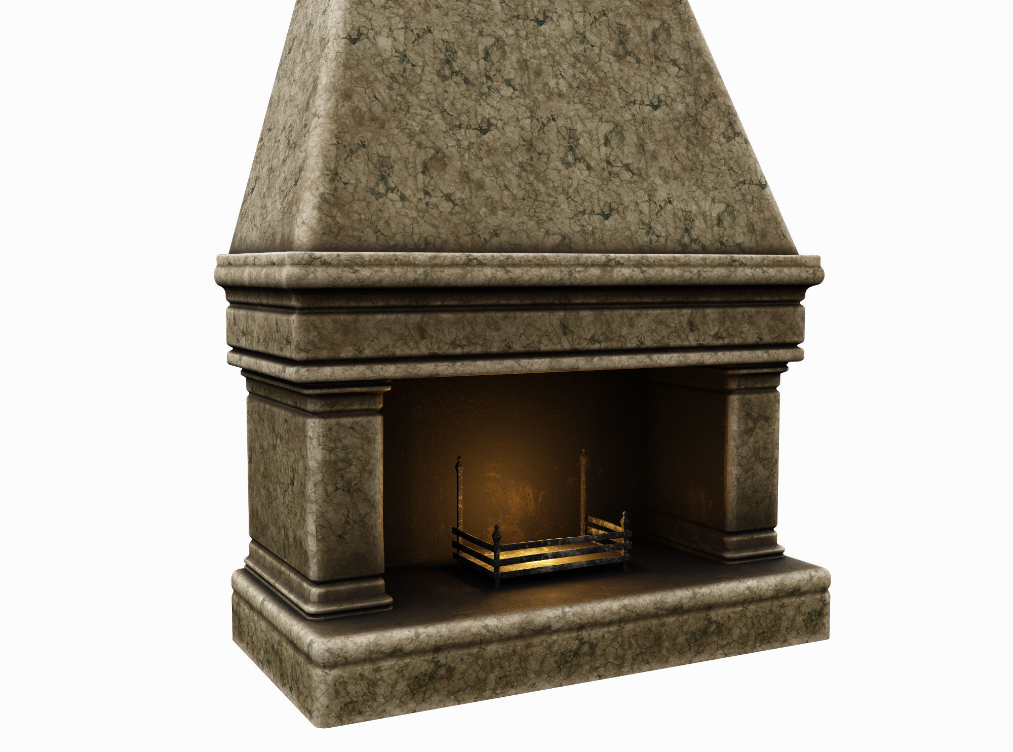 Medieval Fireplace Low-poly 3D model_1