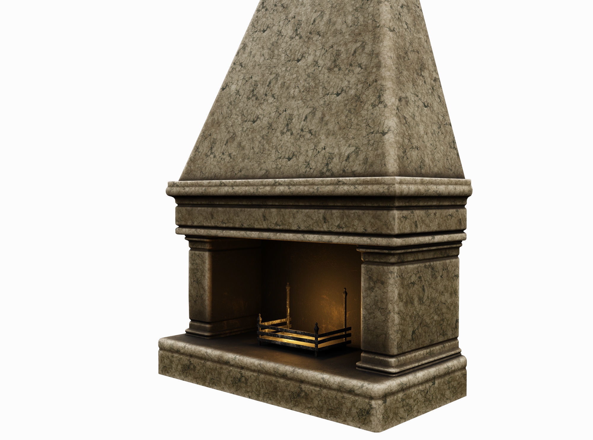 Medieval Fireplace Low-poly 3D model_2