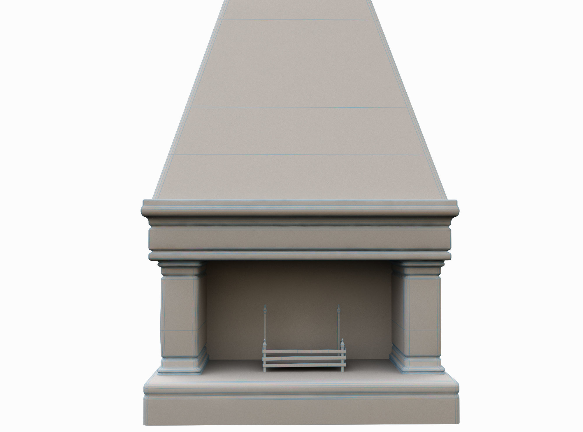Medieval Fireplace Low-poly 3D model_4