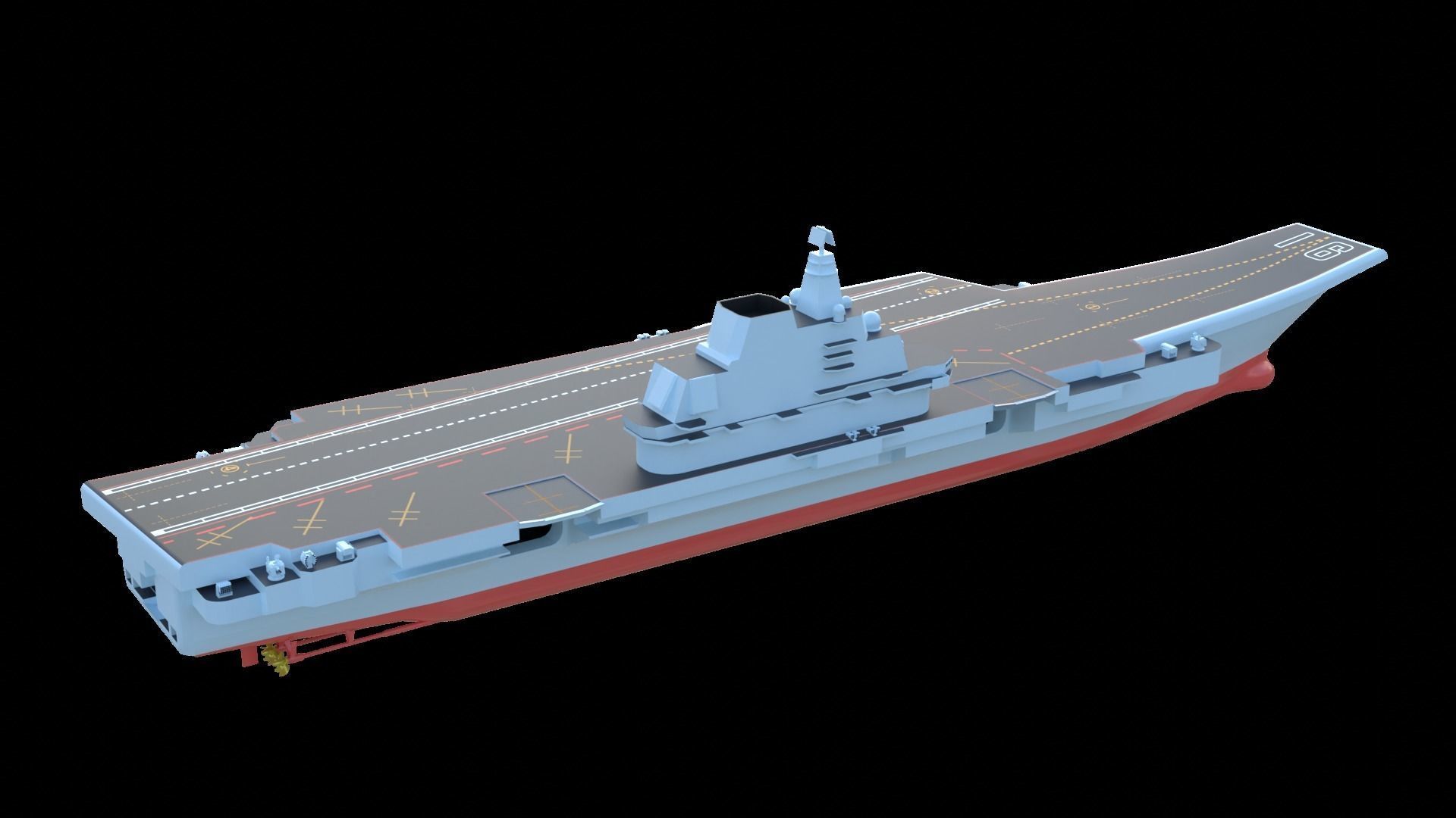 Type 001 Chinese aircraft carrier Liaoning Low poly  3D model_6