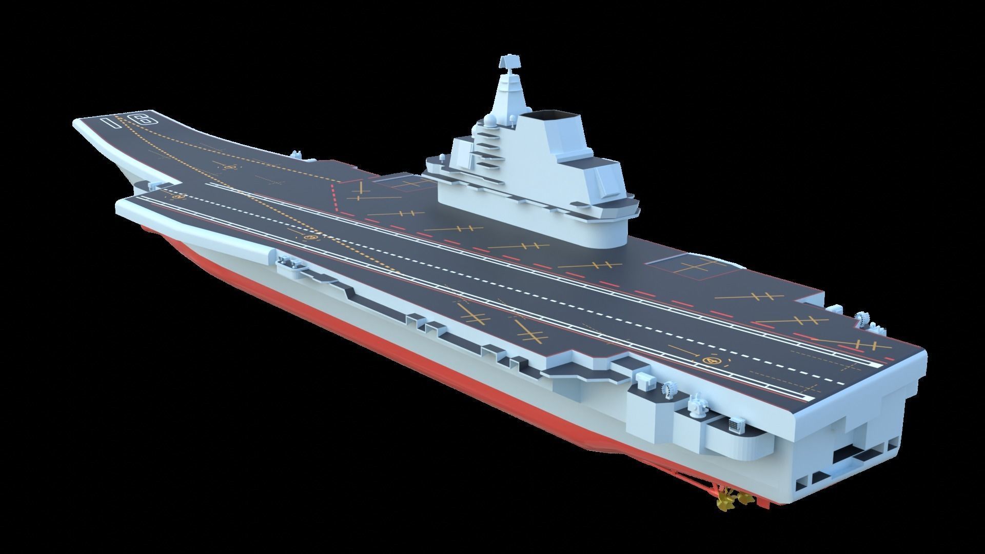 Type 001 Chinese aircraft carrier Liaoning Low poly  3D model_4