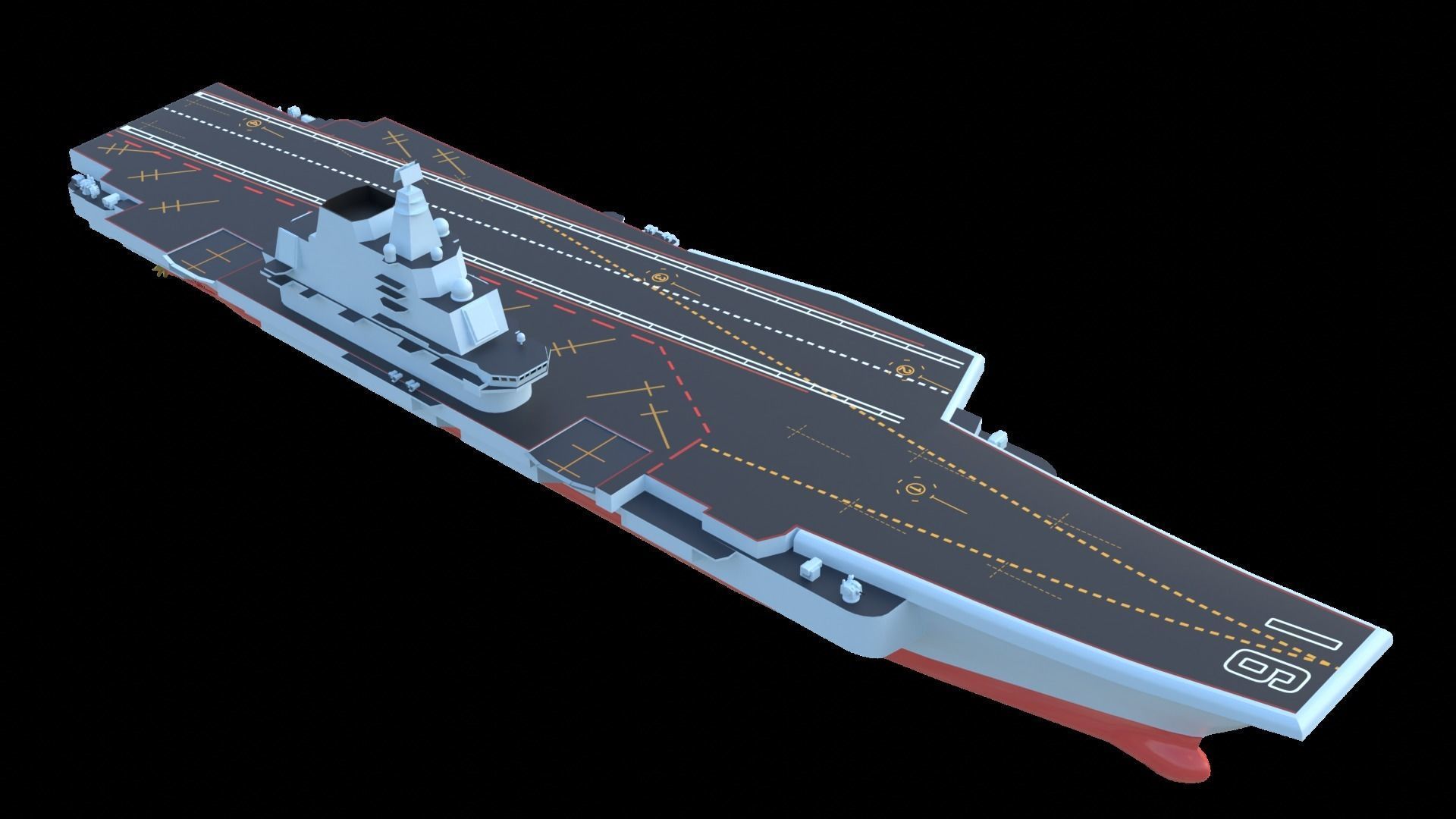 Type 001 Chinese aircraft carrier Liaoning Low poly  3D model_8