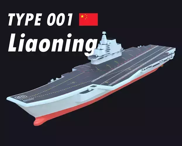 Type 001 Chinese aircraft carrier Liaoning Low poly  3D model