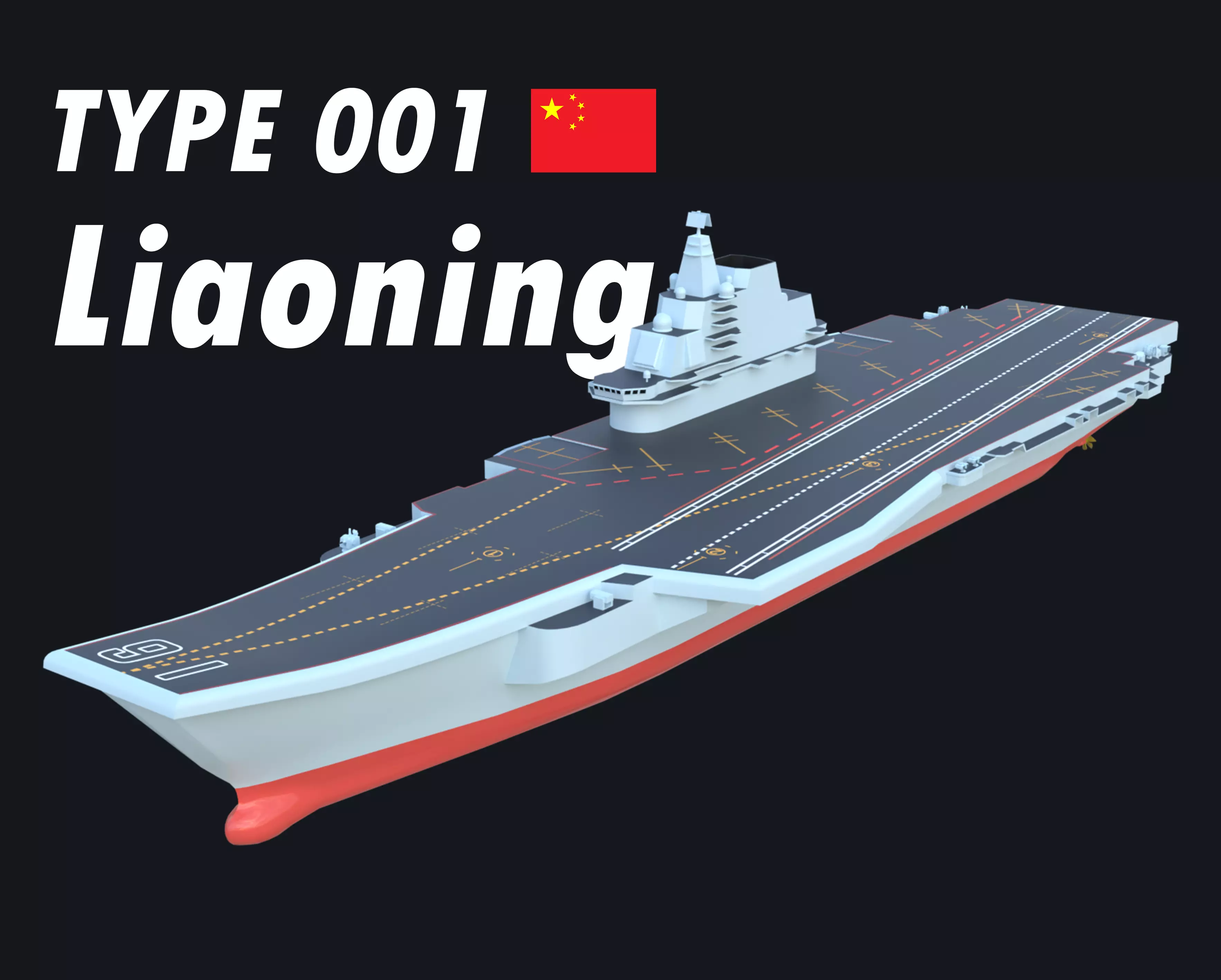 Type 001 Chinese aircraft carrier Liaoning Low poly  3D model_0