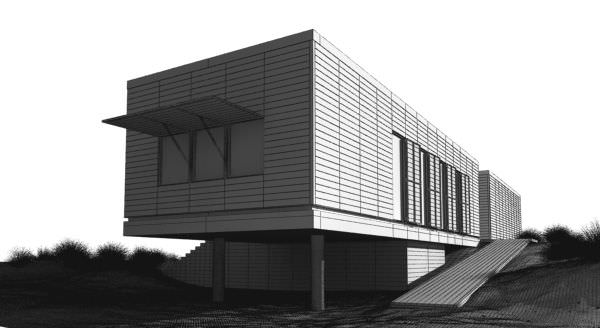 Modern Simple House Scene 3D model_1