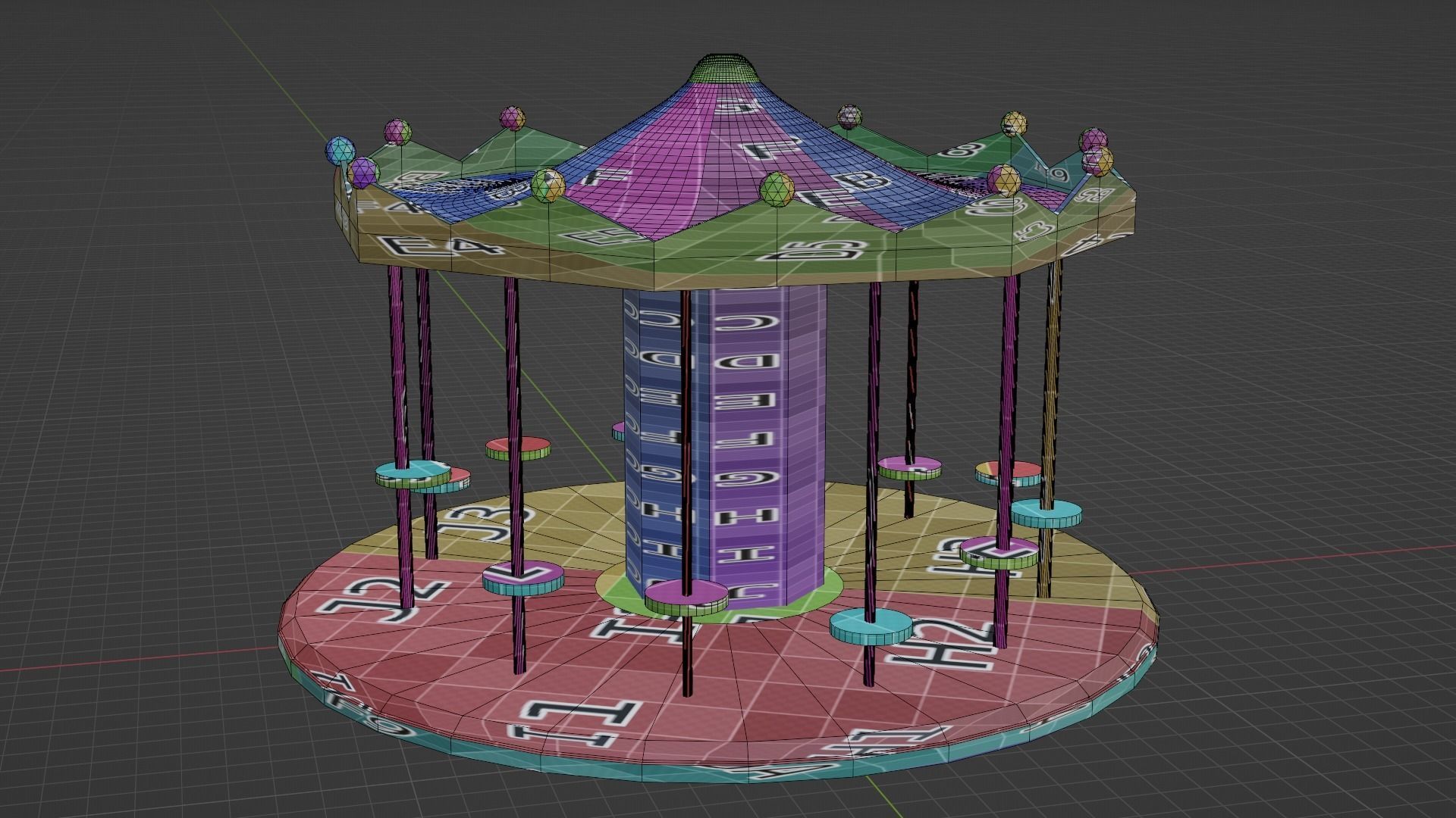 Carosuel for Funfair Free low-poly 3D model_5