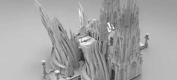 Lizard  Town Hall Mining colony mountain Kitbash 3 3D model