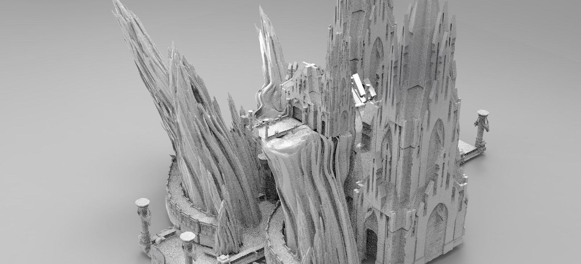 Lizard  Town Hall Mining colony mountain Kitbash 3 3D model_1
