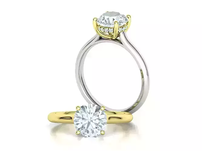 Engagement Ring Hidden Halo 8mm Diamond Stone 3dmodel 3D print model