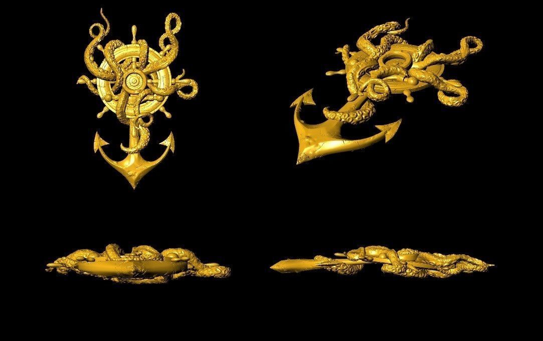 Octopus on Anchor 3D print model_2