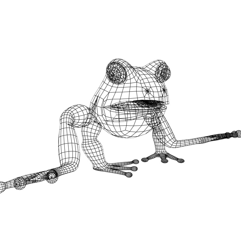 Frogs and Mosquito in a complete cartoon scene Low-poly 3D model_12