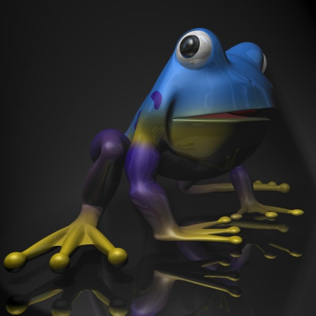 Frogs and Mosquito in a complete cartoon scene Low-poly 3D model_6