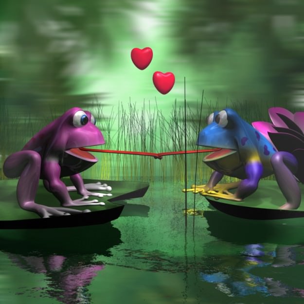 Frogs and Mosquito in a complete cartoon scene Low-poly 3D model_3