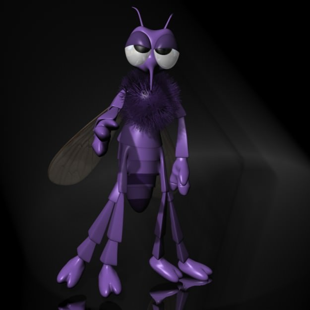 Frogs and Mosquito in a complete cartoon scene Low-poly 3D model_8