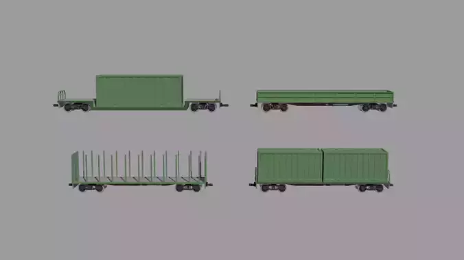 Platform car logging car semi platform car transporter car Free low-poly 3D model