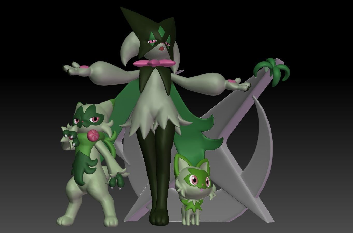 Pokemon Sprigatito Floragato Meowscarada 3D print model_1