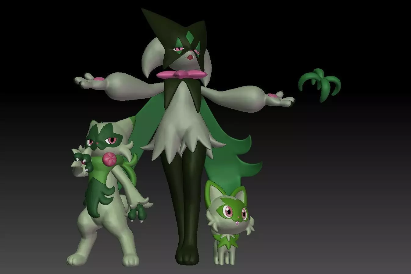 Pokemon Sprigatito Floragato Meowscarada 3D print model_0