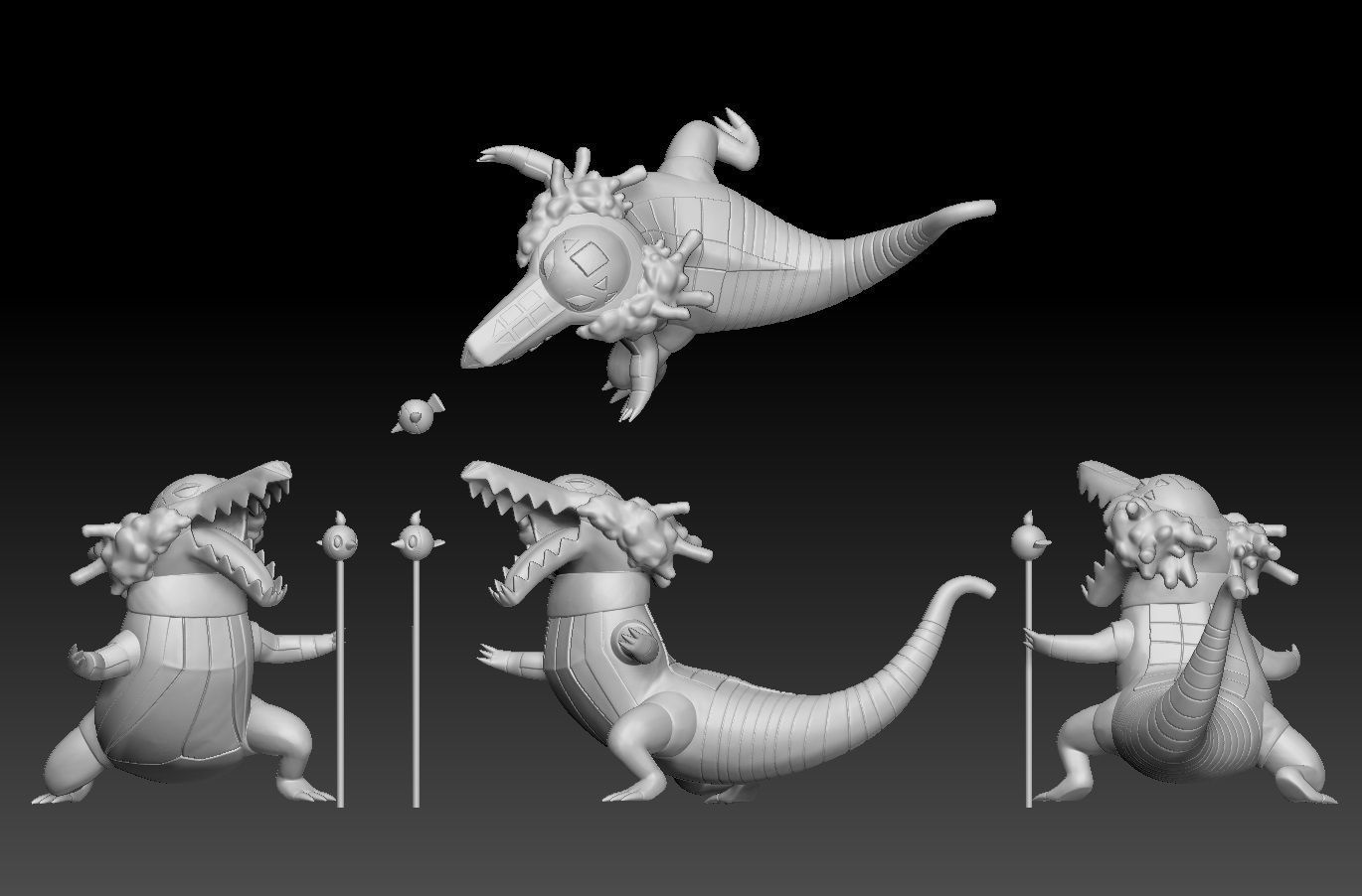 Pokemon Fuecoco Crocalor Skeledirge 3D print model_3