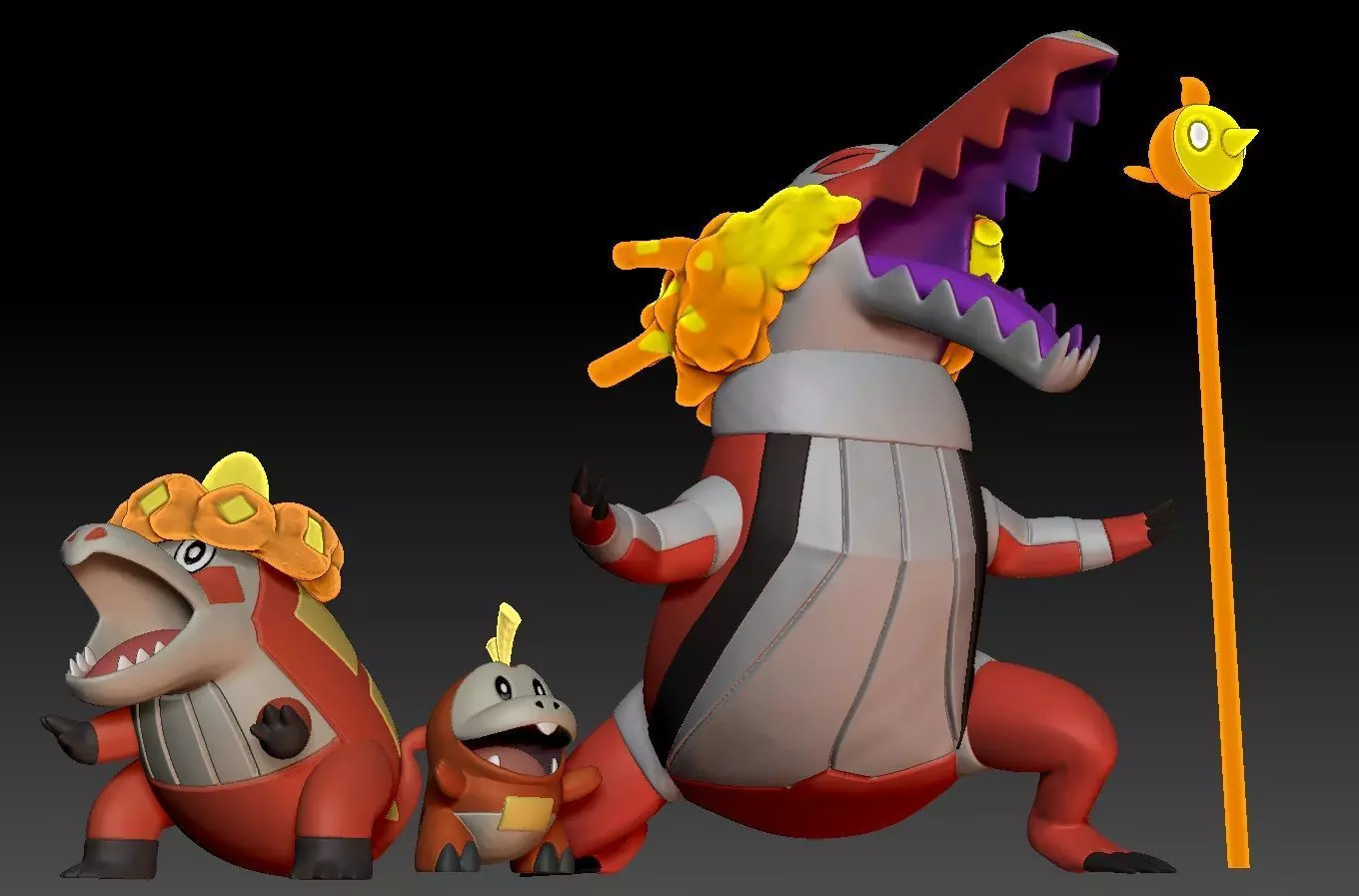 Pokemon Fuecoco Crocalor Skeledirge 3D print model_0