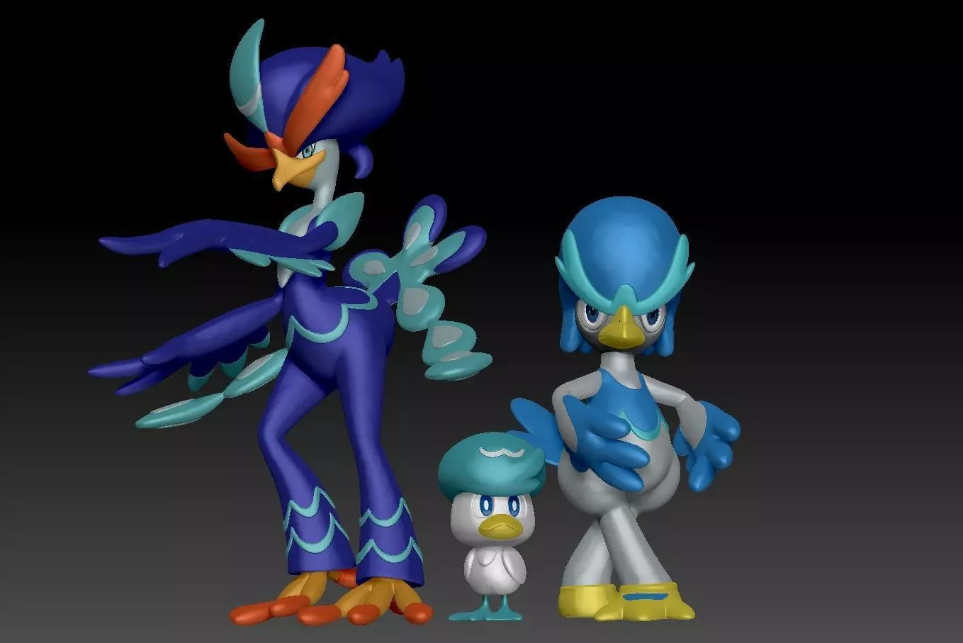 Pokemon Quaxly Quaxwell Quaquaval 3D print model_0