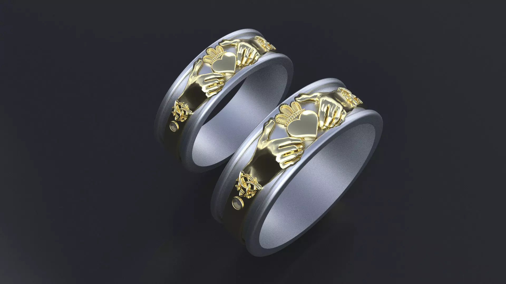 Wedding claddagh rings cnc or 3D print model