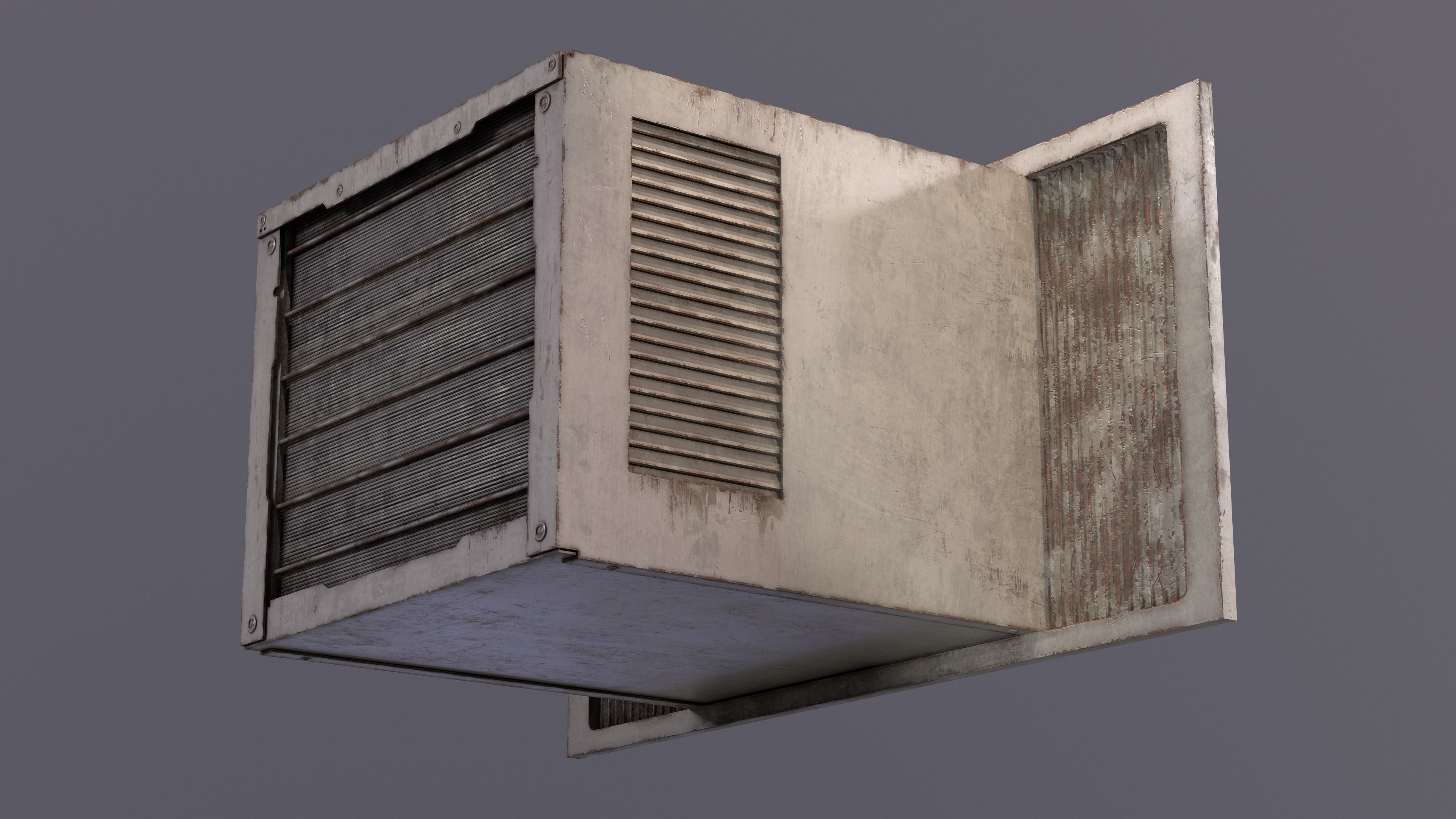 Window AC Unit Low-poly 3D model_3
