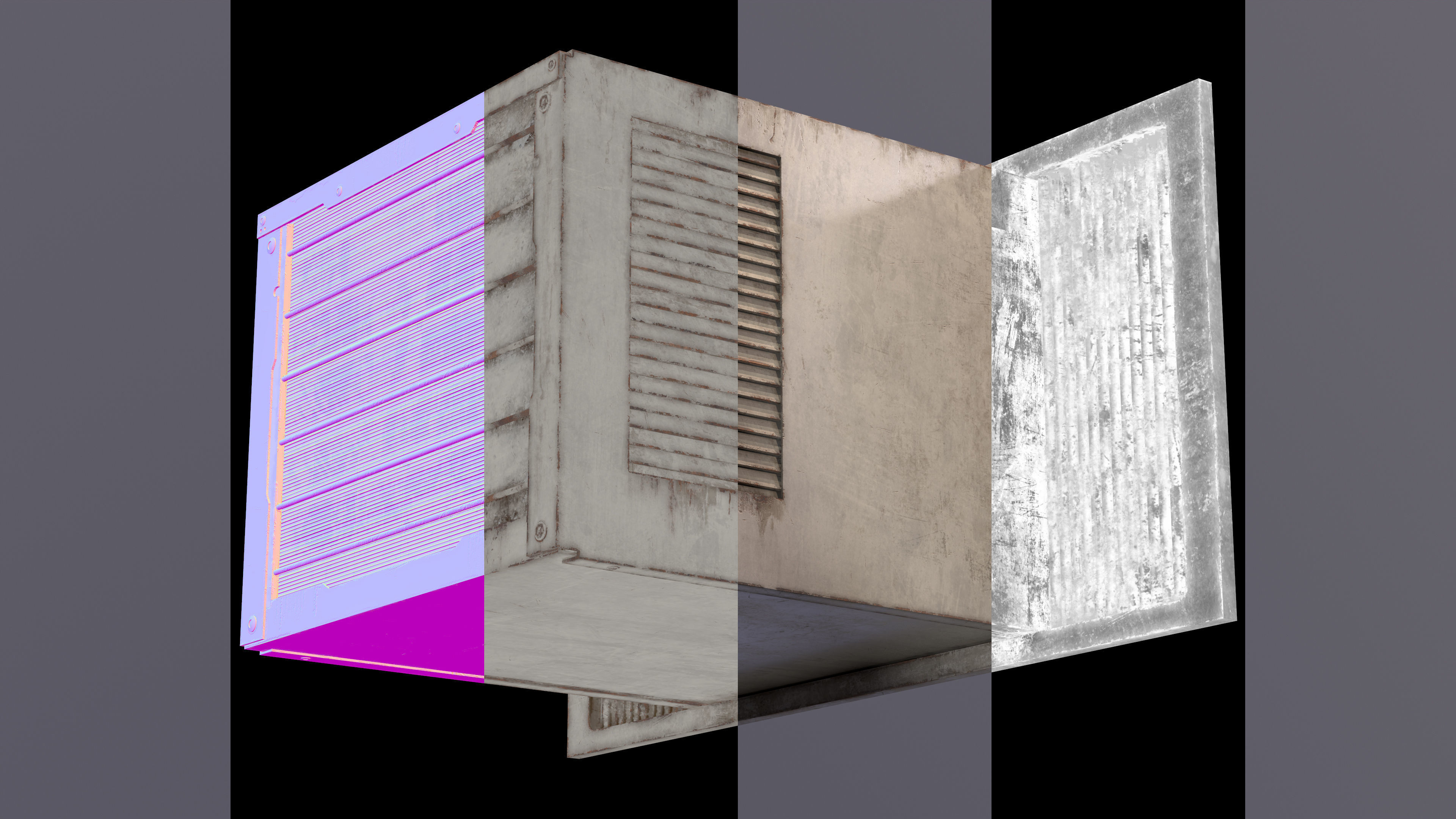 Window AC Unit Low-poly 3D model_6