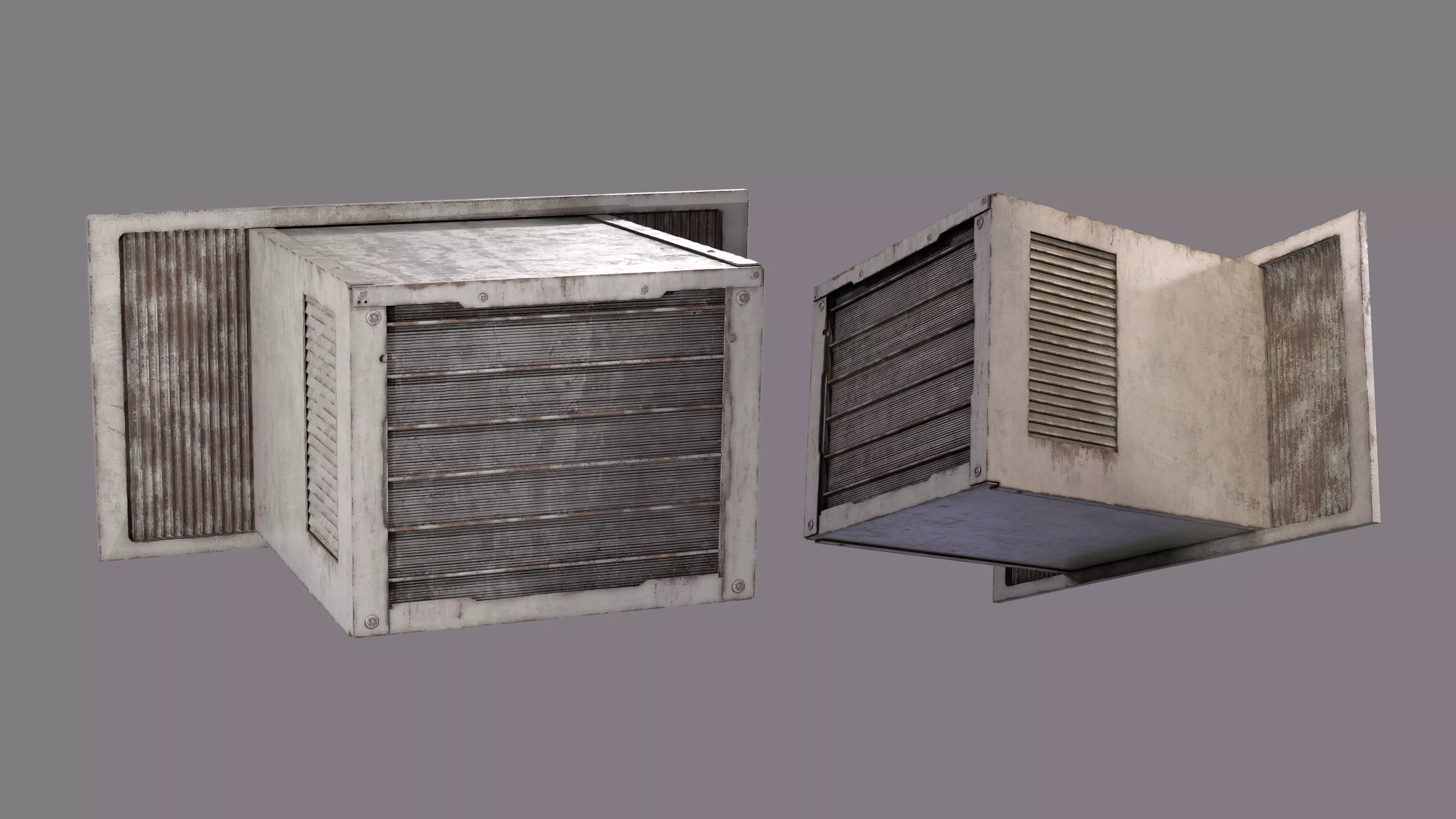 Window AC Unit Low-poly 3D model_0