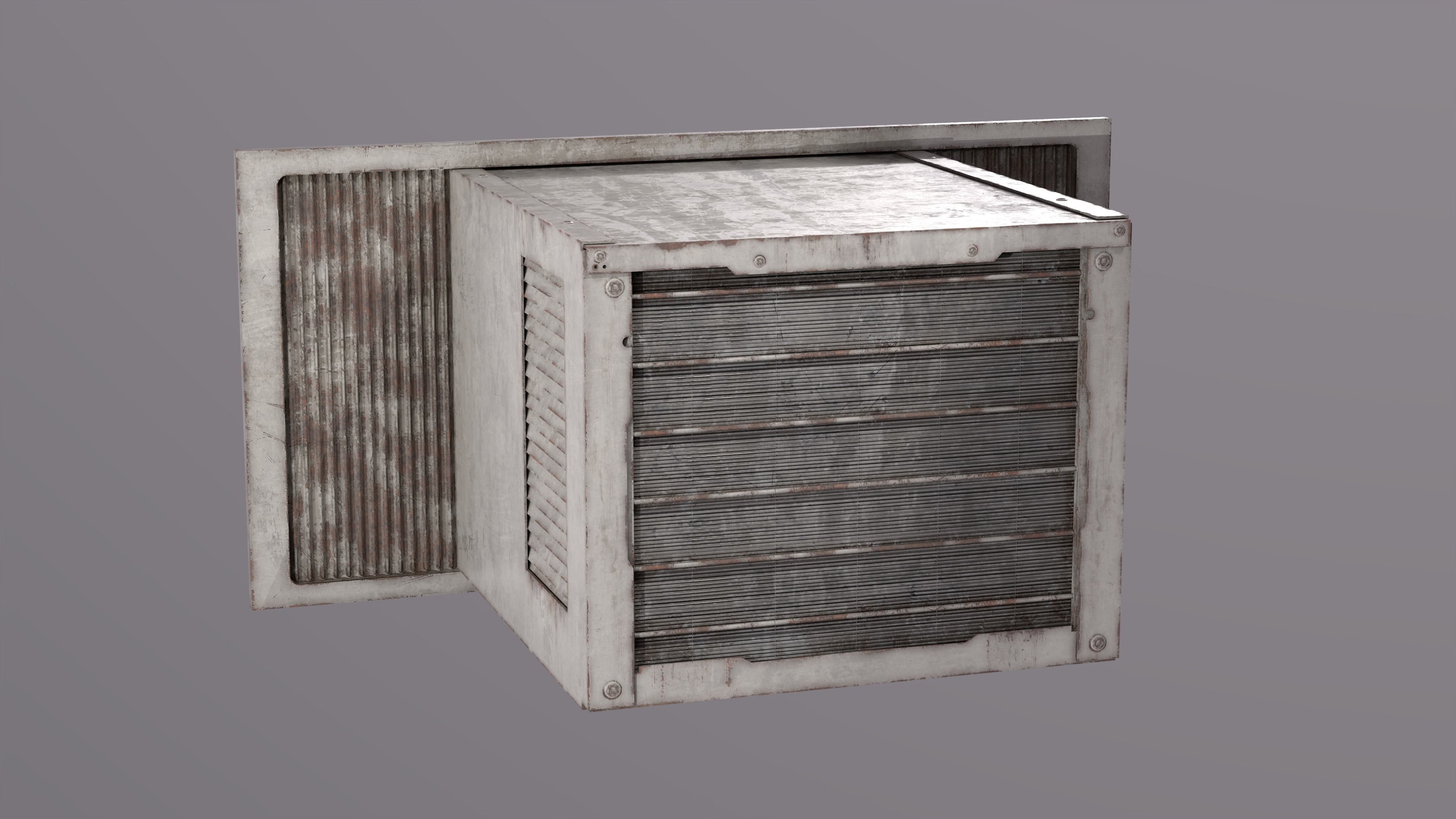 Window AC Unit Low-poly 3D model_2