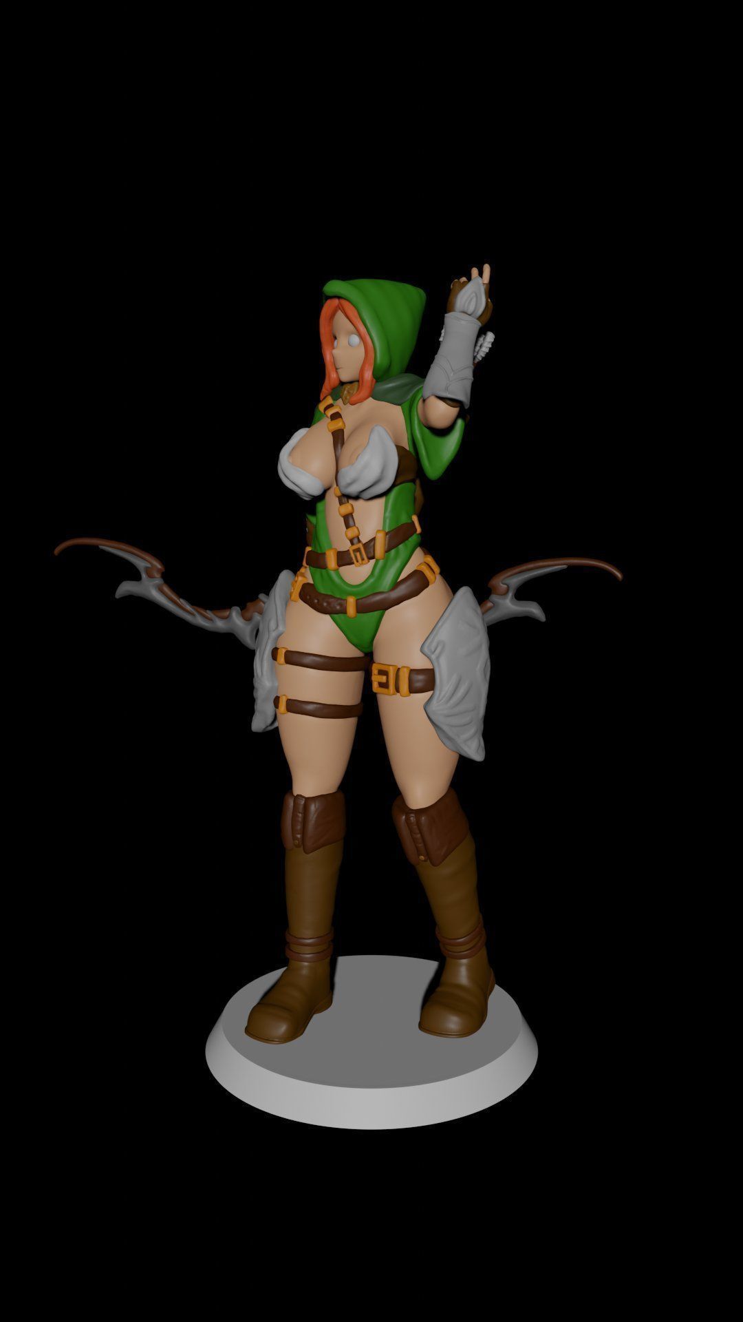 Female fantasy archer pinup 3d printabel Free 3D print model_1
