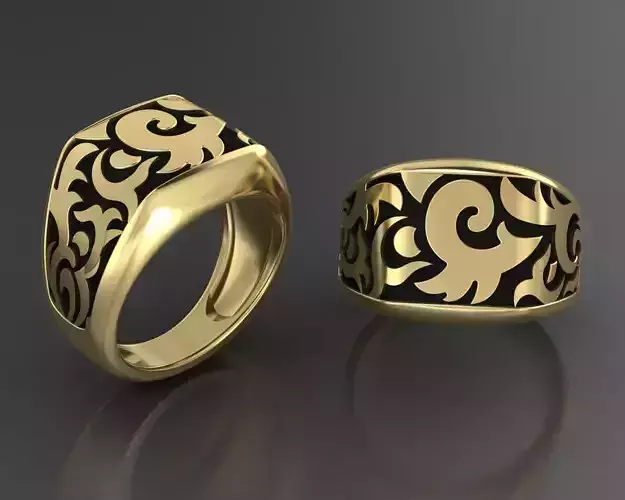 fashion ring golden and black for men 3dm