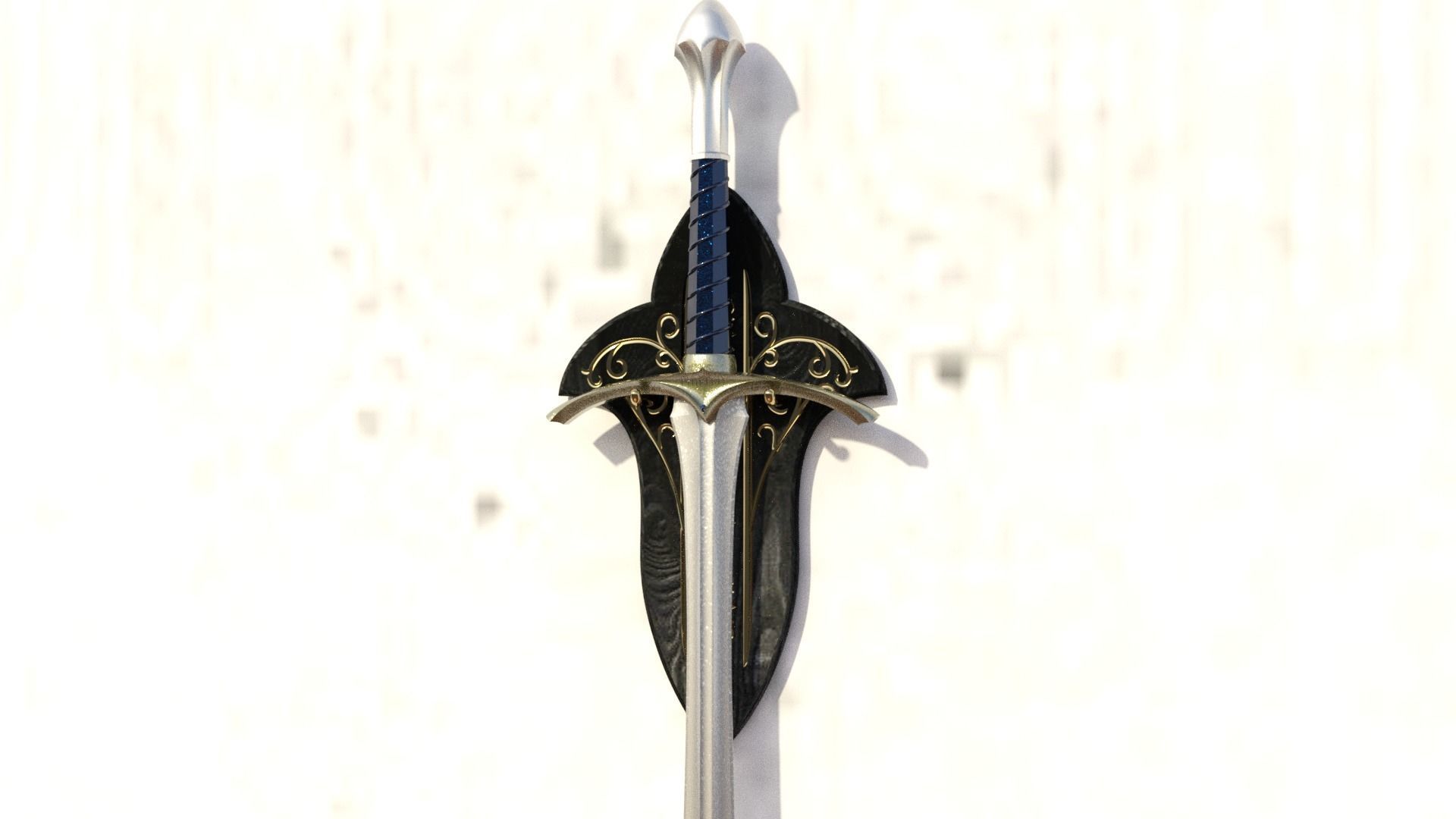 Glamdring sword in snow 3D print model_3