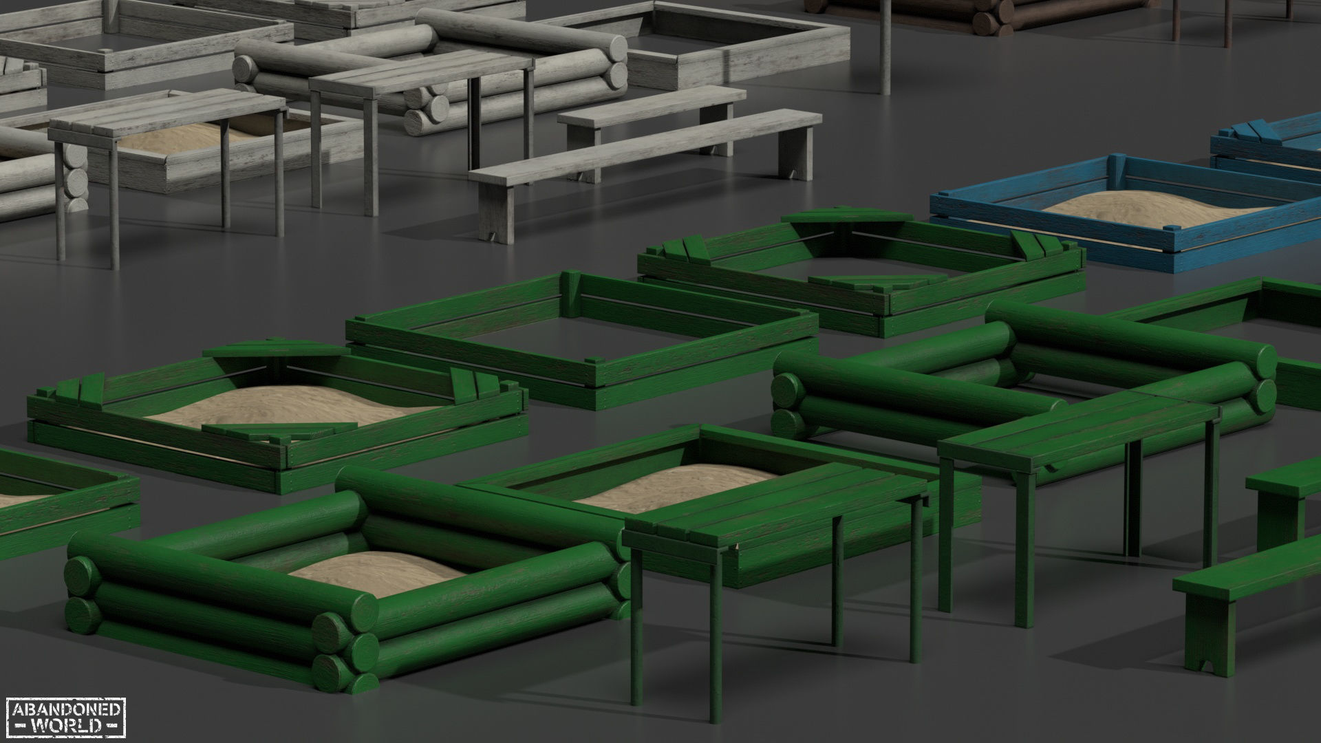 Sandbox Set For Playground Low-poly 3D model_8
