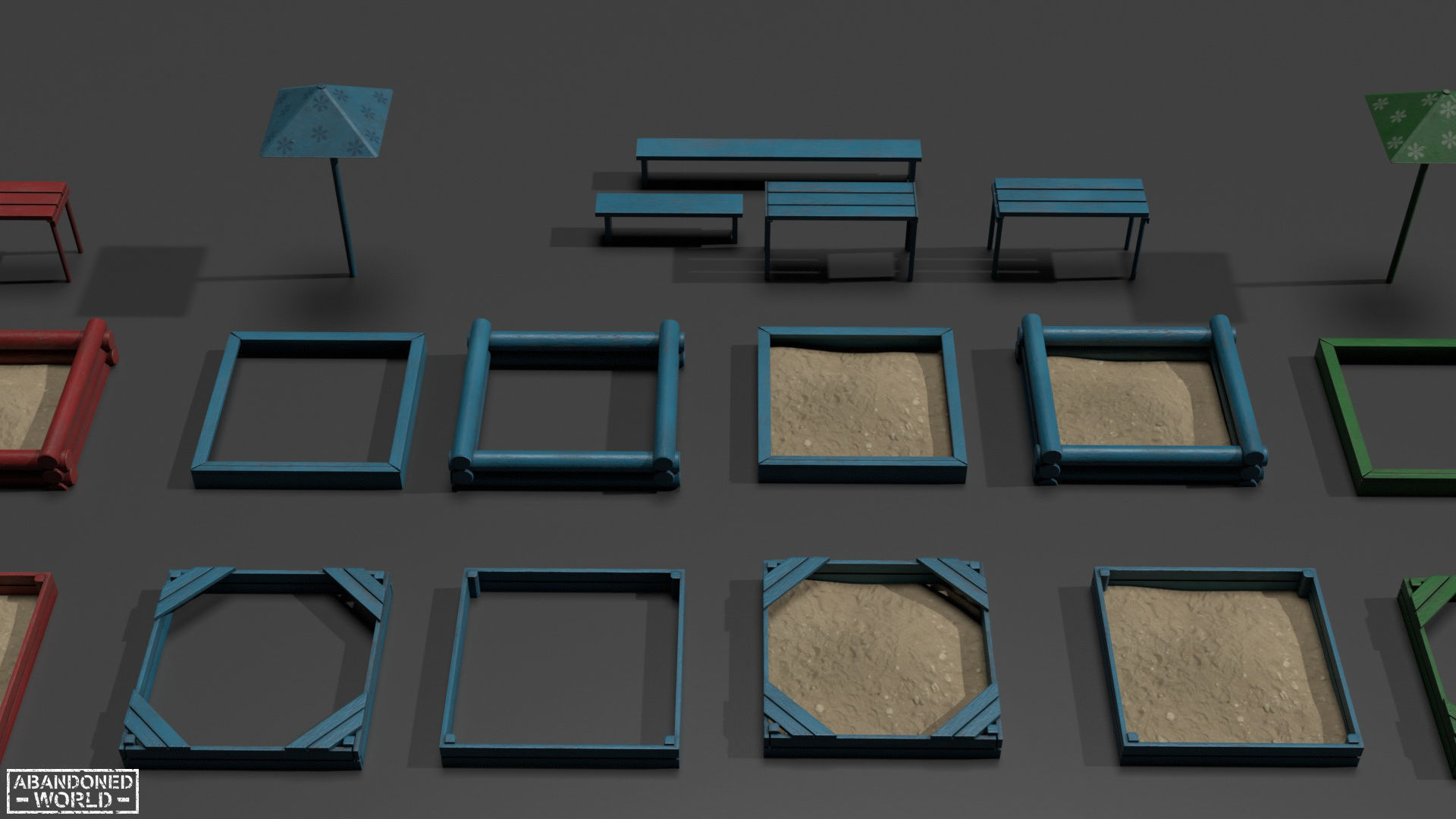 Sandbox Set For Playground Low-poly 3D model_5