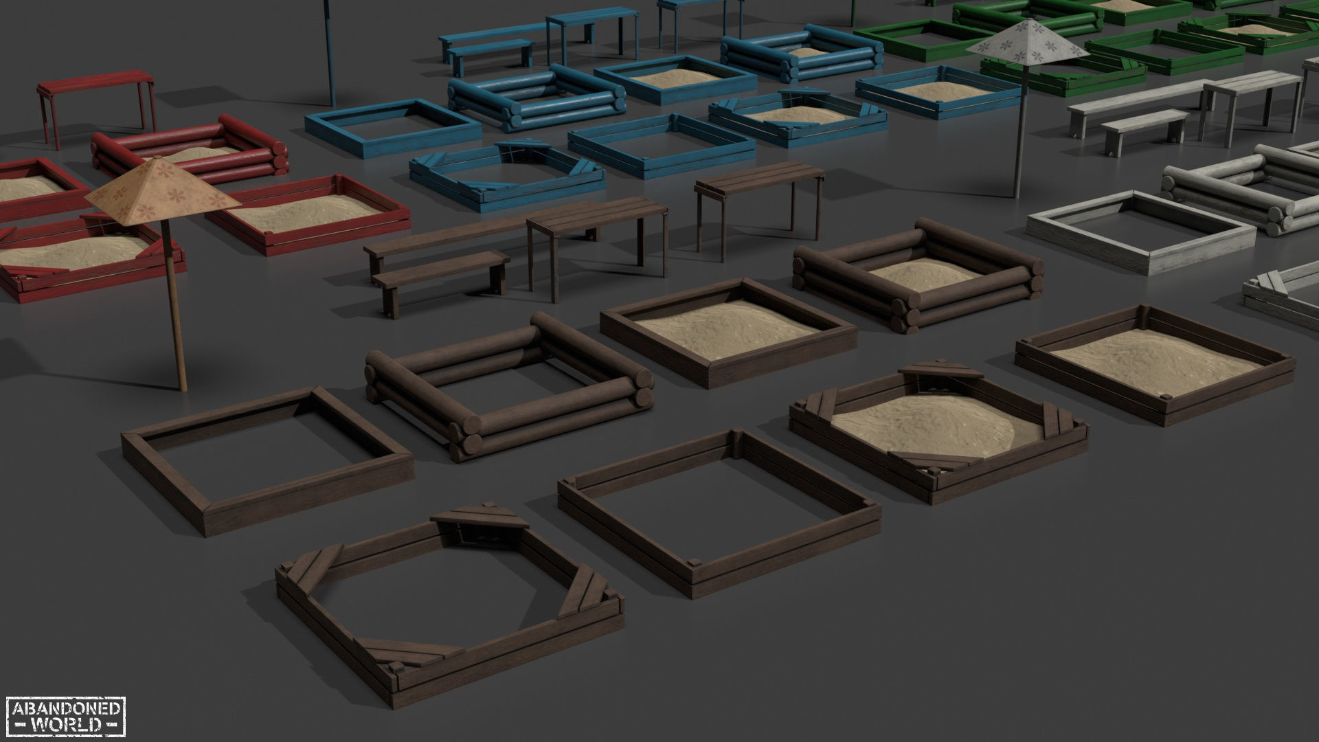 Sandbox Set For Playground Low-poly 3D model_2