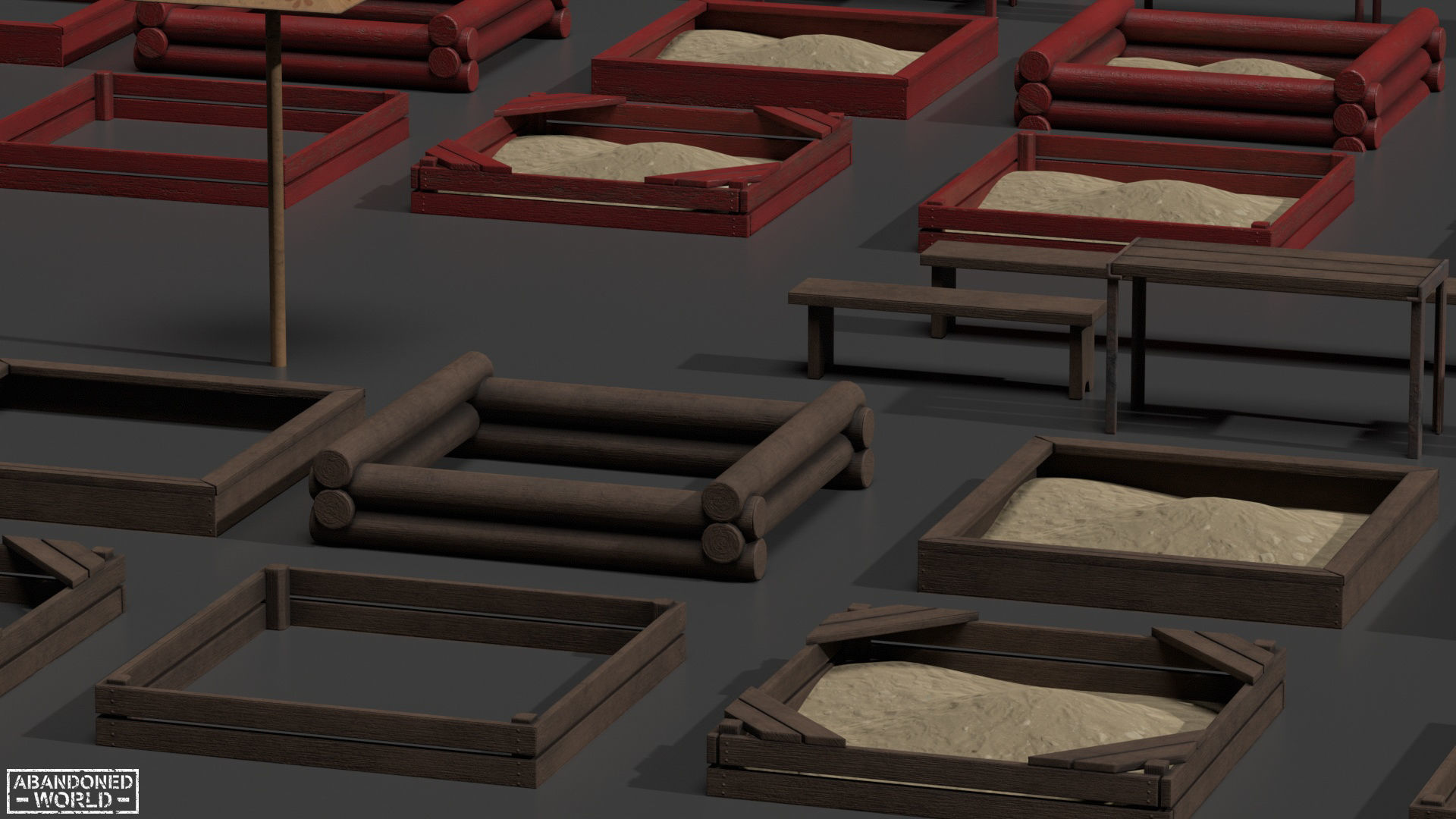 Sandbox Set For Playground Low-poly 3D model_7