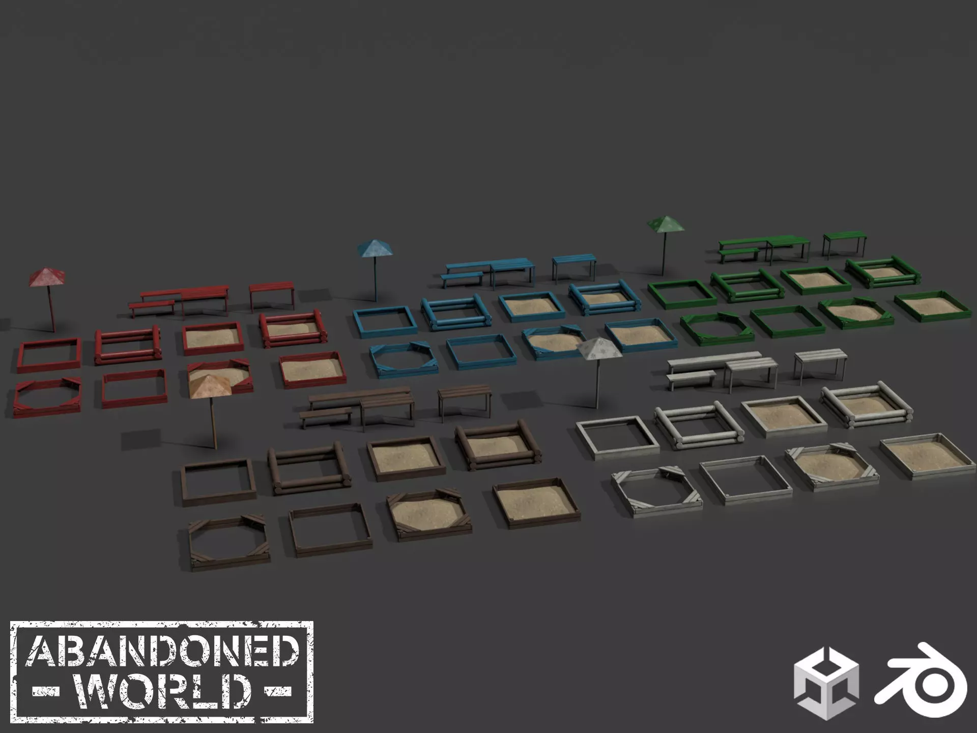 Sandbox Set For Playground Low-poly 3D model_0